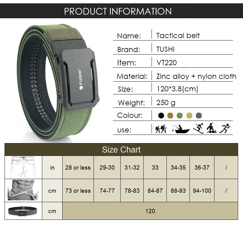 VATLTY Military Belt for Men – Sturdy Nylon with Metal Automatic Buckle, Tactical Police Duty & Outdoor IPSC Accessories