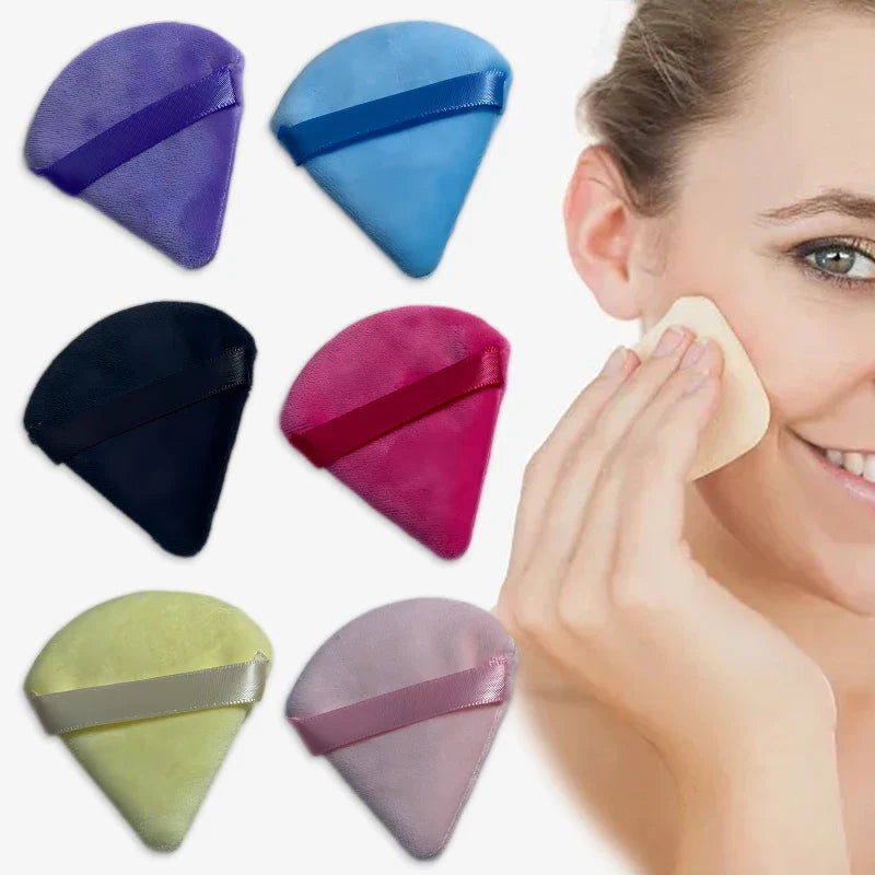 2PCS Velvet Triangle Makeup Puffs – Soft Washable Cosmetic Sponges for Wet & Dry Use with Foundation, Powder, Blush & Shadow