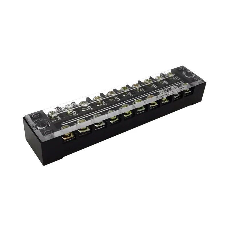 Dual Row Barrier Screw Terminal Block Strip — 600V 15A Wire Connector, 3-20 Position Options