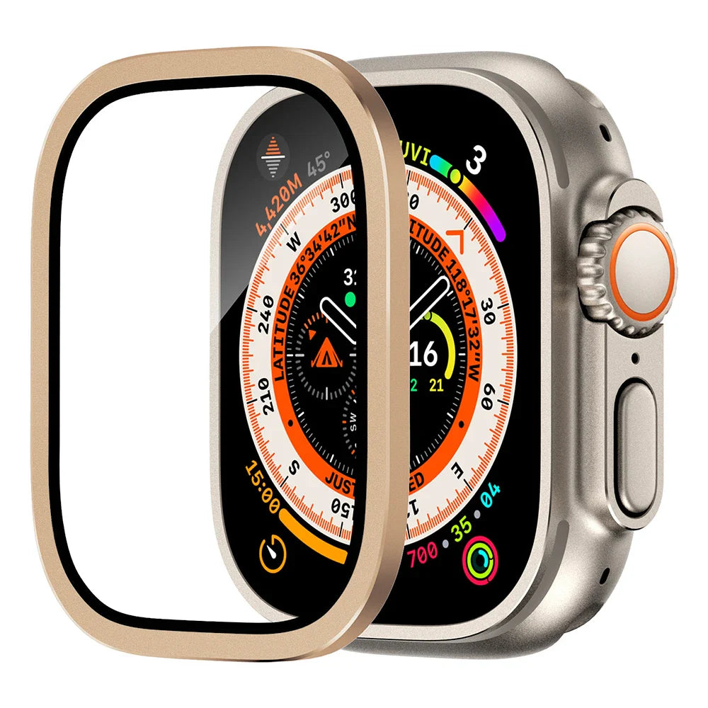 Tempered Glass Screen Protector for Apple Watch Ultra 2 49mm – Anti-Scratch HD Full Film with Metal Bumper, iWatch Ultra Accessories