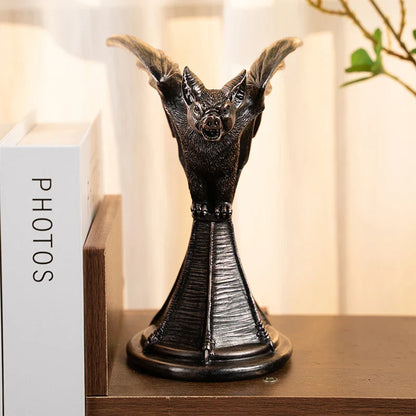Retro Gothic Animal Candle Holders - Black Bat, Wolf, Leopard, Crow, Cat Designs for Halloween and Fun Home Decor