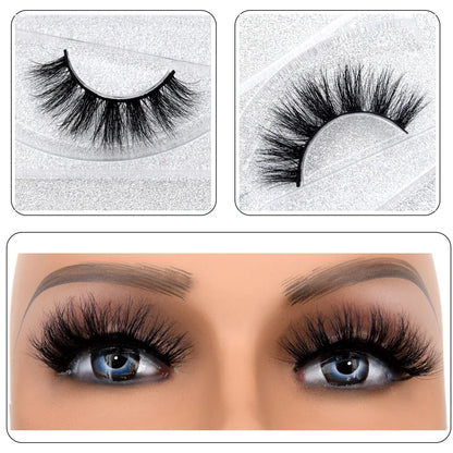 3D Real Mink False Eyelashes – Thick Handmade Strip Lashes with Glitter Packing for Makeup Beauty D101