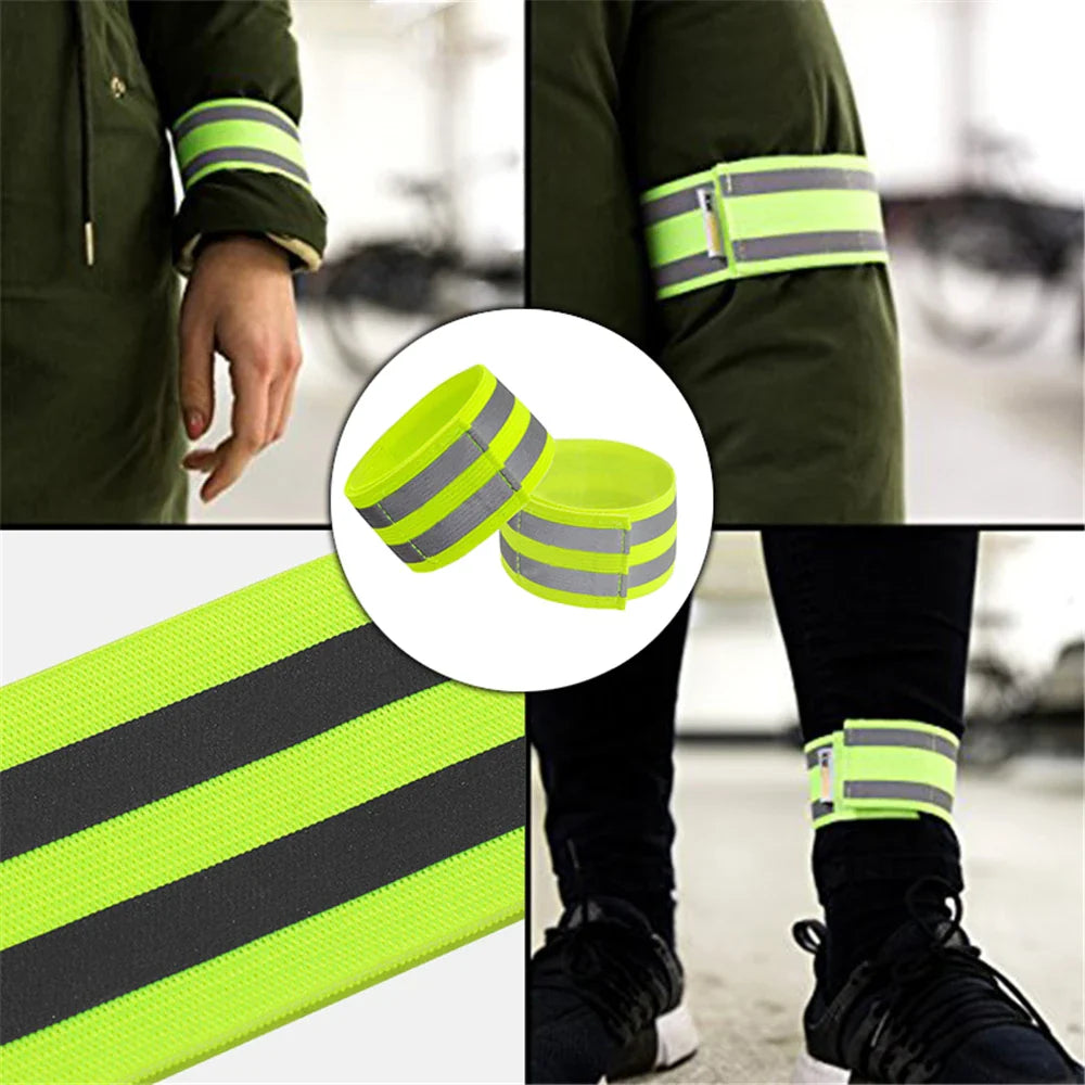 High Visibility Reflective Bands for Wrist, Arm, Ankle, Leg - Night Safety Reflective Straps for Walking, Cycling, Running