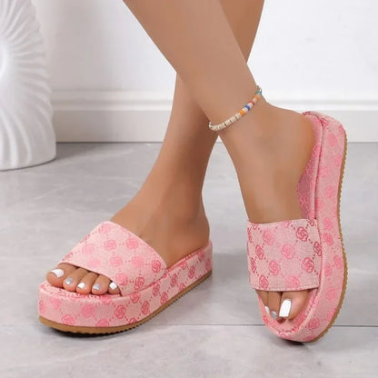 Women’s Floral Platform Sandals - Designer Flat Beach & Outdoor Slippers