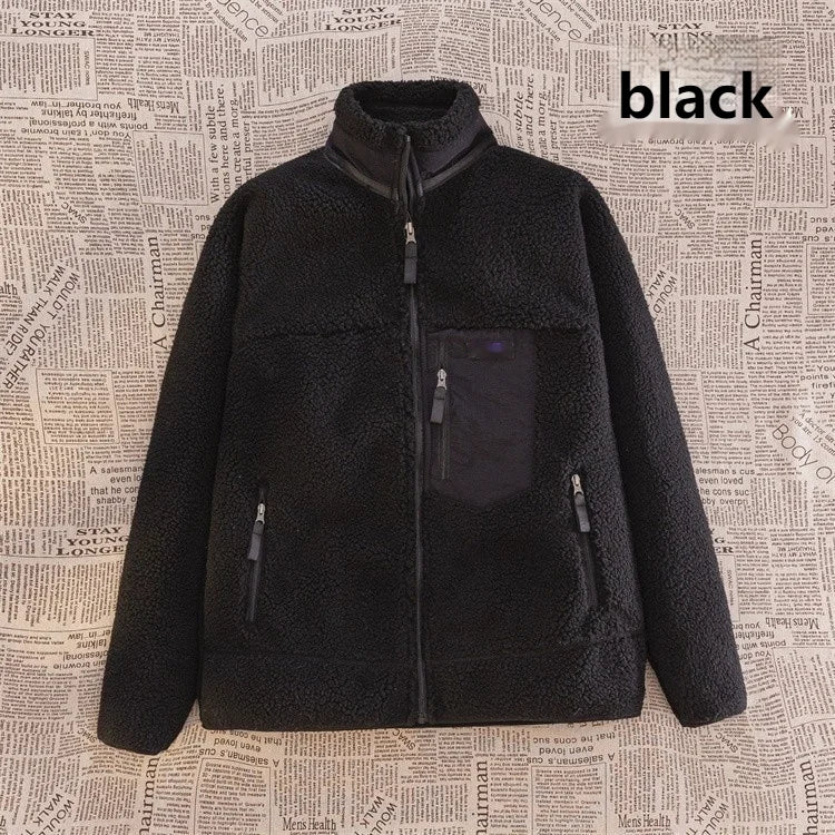 Motorcycle Outdoor Wool Jacket – Unisex Double-Sided Thick Plush Rider Suit, Windproof & Warm Lambing Wool Fashion Jacket