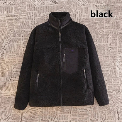 Motorcycle Outdoor Wool Jacket – Unisex Double-Sided Thick Plush Rider Suit, Windproof & Warm Lambing Wool Fashion Jacket