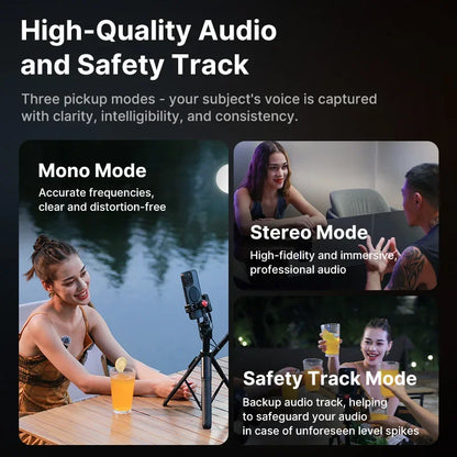 Ulanzi AM18 U-Mic 2.4G Wireless Stereo Microphone – 100m Dual-Channel Recording for DSLR, iOS, Android & PC Live Interviews