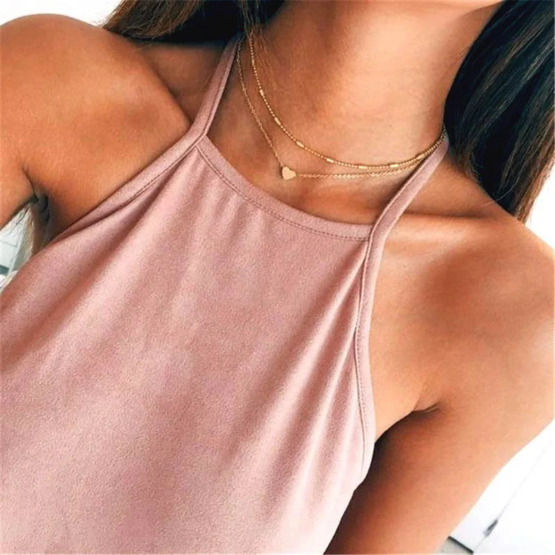 LATS Pearl Choker Necklace for Women – Double Layer Heart Pendant Jewelry Gift