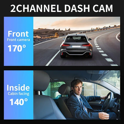 1080P WiFi Dual Camera Dash Cam — Front & Inside Car DVR with IR Night Vision, Loop Recording & Wide-Angle Lens