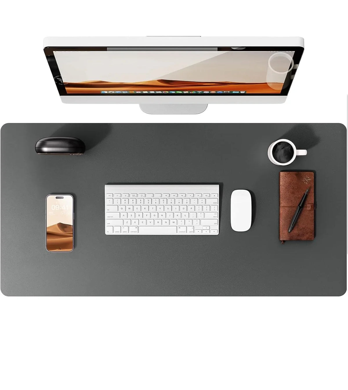 Large Leather Mouse Pad Desk Mat - Non-Slip PU Leather Office Desk Protector for Laptop & Workspace Setup
