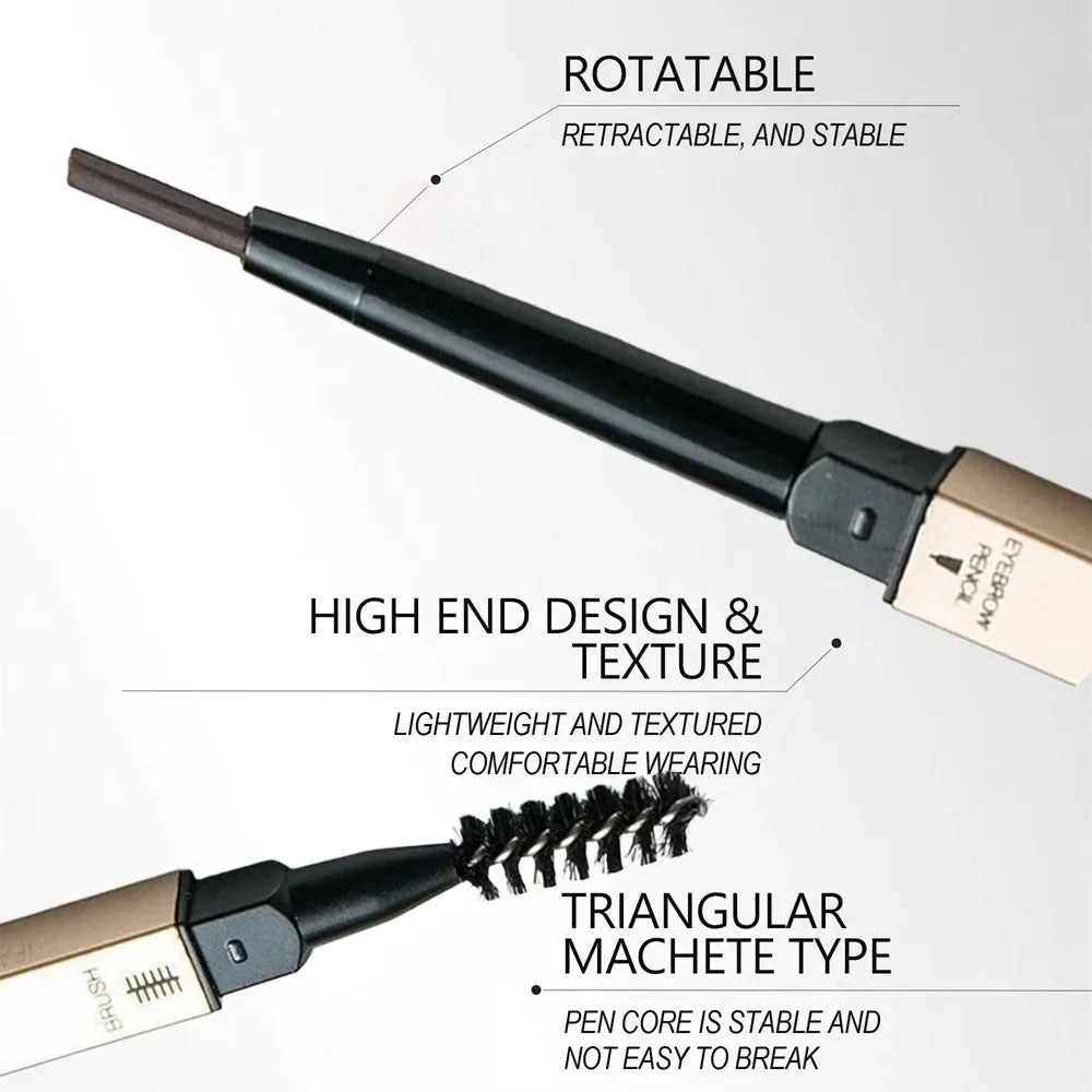 5-Color Dual-Head Eyebrow Pencil with Brush – Waterproof, Sweatproof Eyebrow Gel & Tattoo Pencil for Long-Lasting Natural Makeup