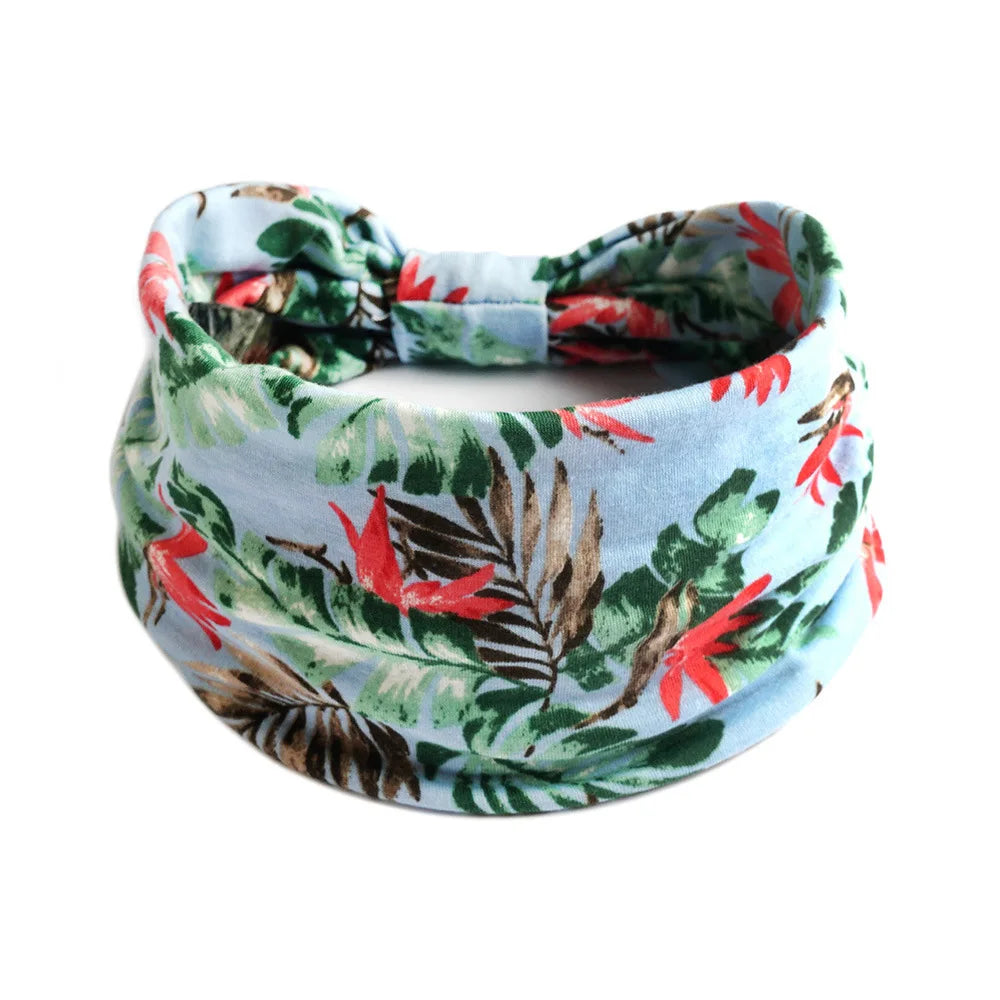 Bohemian Wide Cotton Stretch Headband for Women – Turban Headwrap, Bandage Hairband, Bandana Hair Accessories