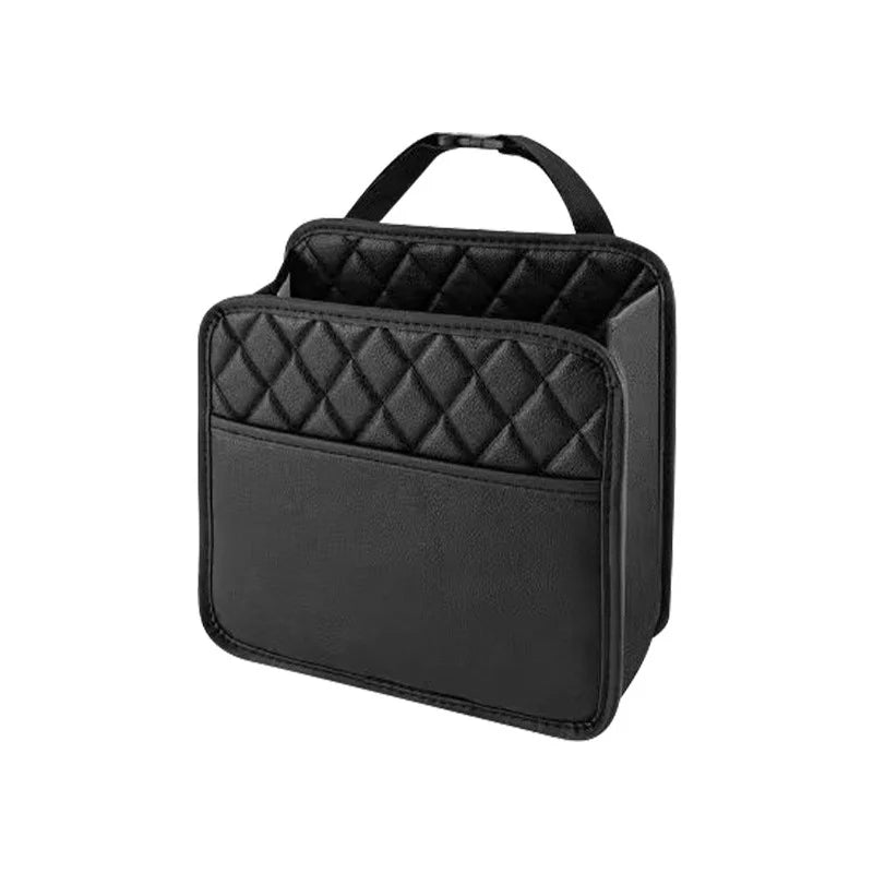 Multifunctional Car Seat Storage Bag – Leather Auto Organizer & Trash Bag Universal Fit for Most Car Models, Car Interior Storage Solution