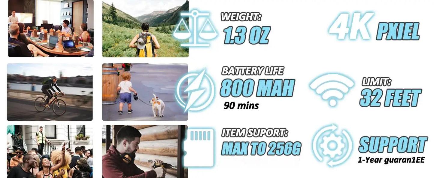 4K UHD Mini Vlog Camera – Wireless WiFi Sports Action Pocket Camcorder