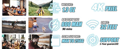 4K UHD Mini Vlog Camera – Wireless WiFi Sports Action Pocket Camcorder