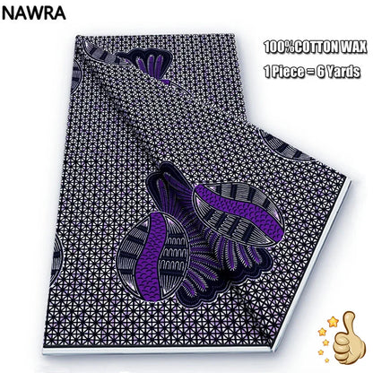 2026 African Real Wax Print Fabric - 100% Cotton Nigerian Ghana Style Pagne for Women