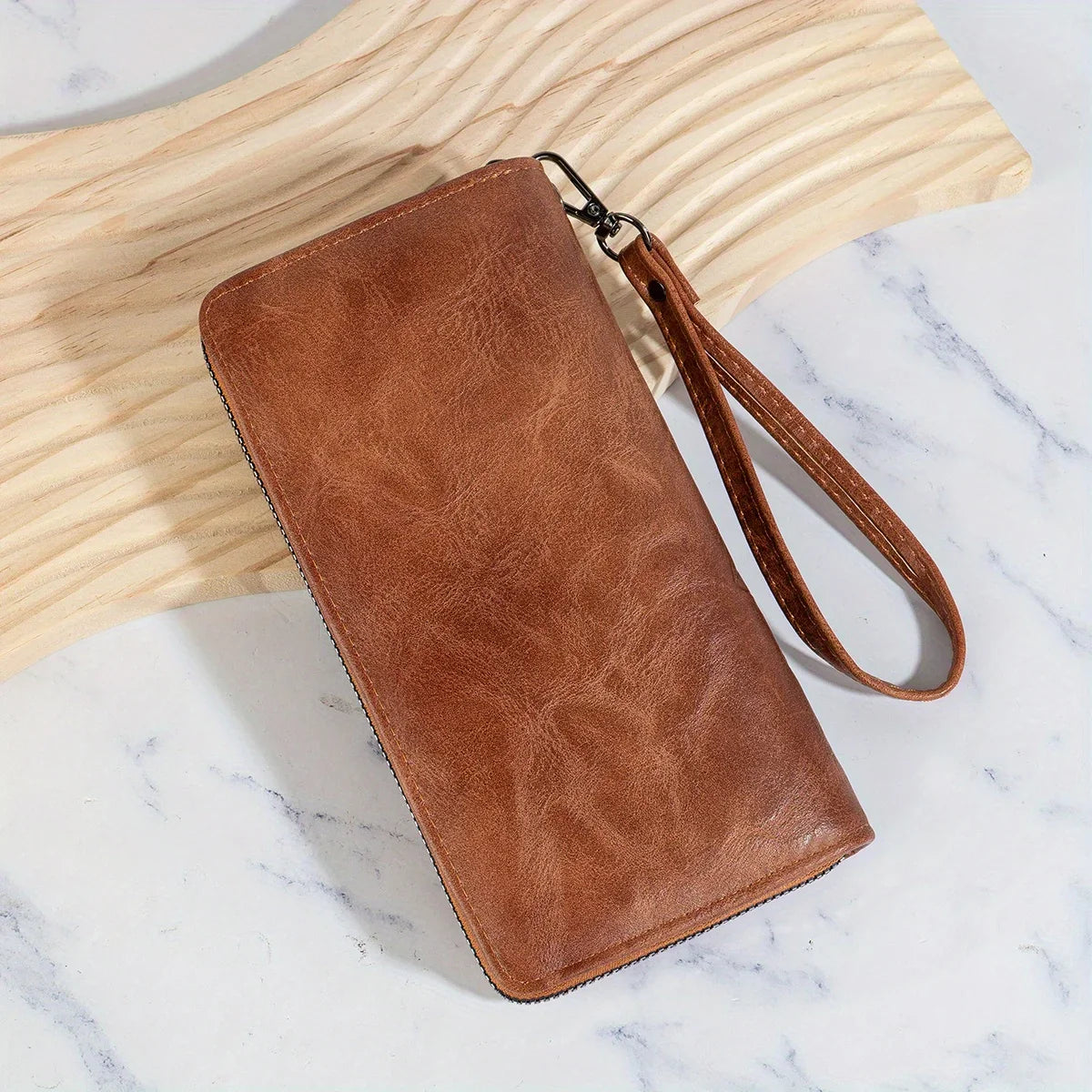 Retro Long Embossed Zipper Wallet — Multi-Card Clutch & Phone Bag with Coin Pocket