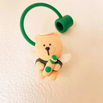 Cute Cartoon Bear Silicone Straw Covers – Dust Plug Cap for 7-8mm Large Caliber Drinking Cups