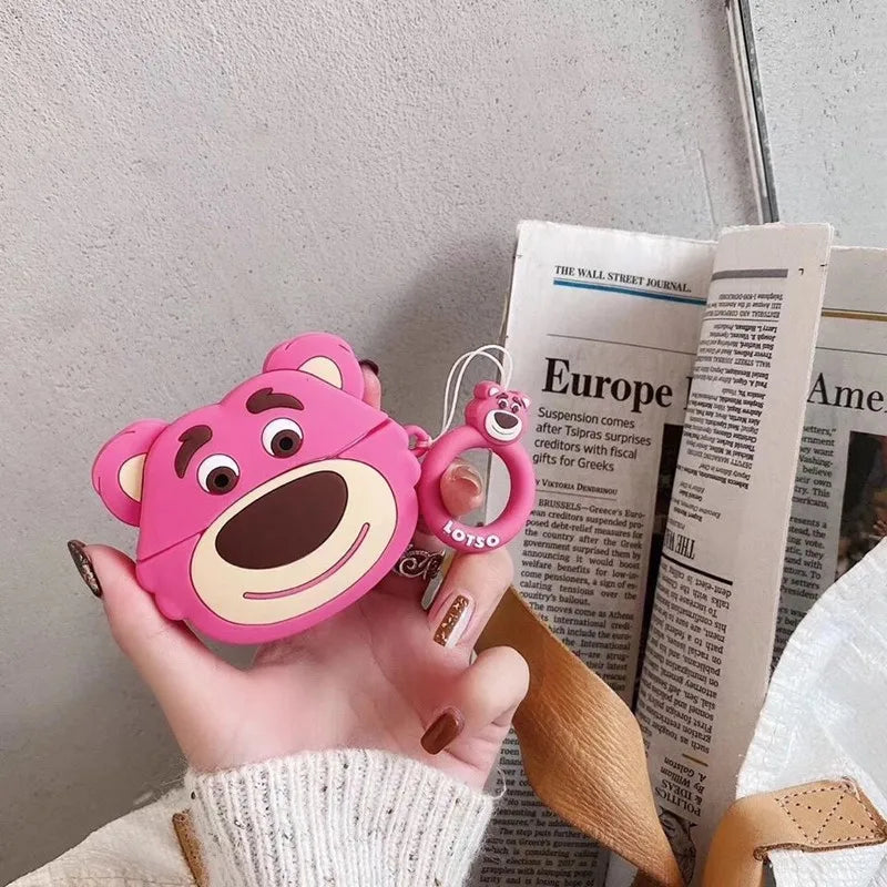 3D Cartoon Silicone Case for AirPods 4 (2024) & AirPods Pro 2/3 — Protective Earphone Charging Cover with Hook