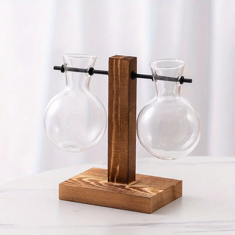 Hydroponic Glass Vase, Vintage Desktop Plant Terrarium Planter, Bulb Water Planting Propagation Vase for Hydroponics Plants
