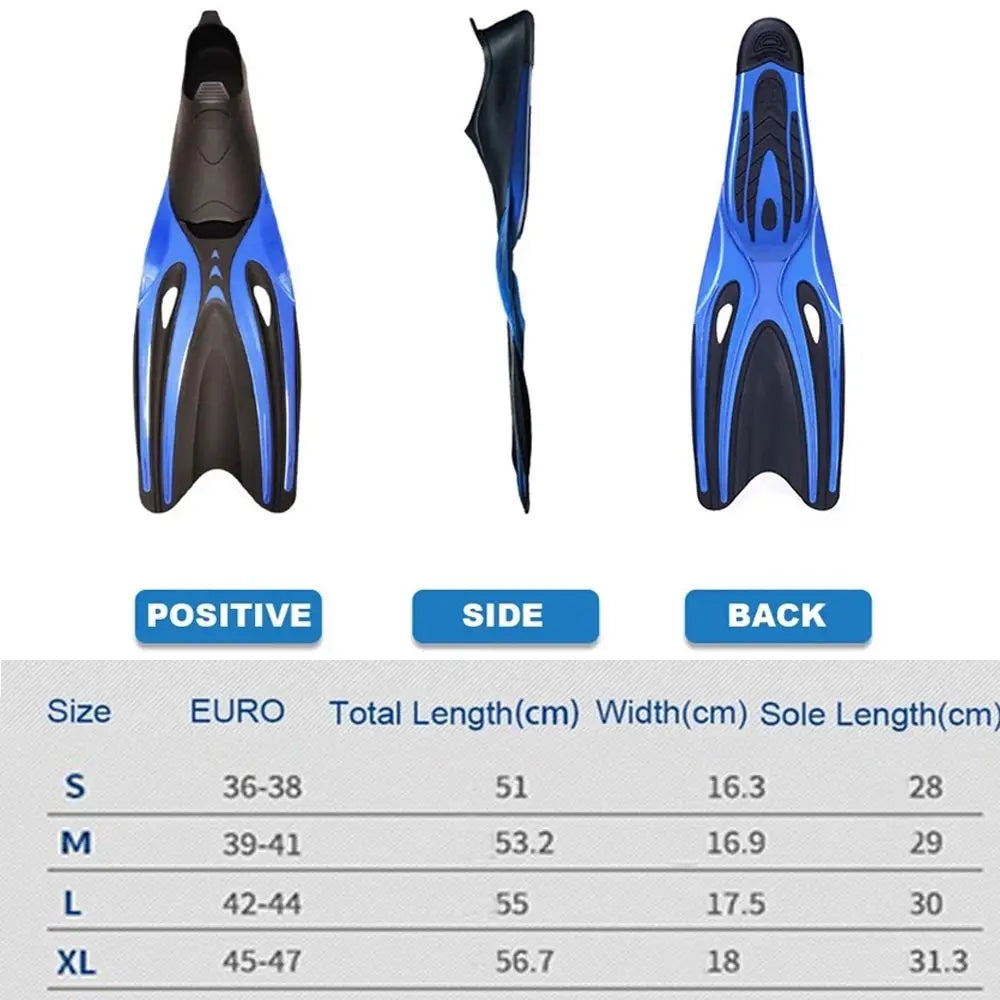 Professional Adult Swimming & Diving Fins – Flexible Non-Slip TPR Rubber Snorkeling Flippers for Water Sports & Beach