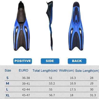 Professional Adult Swimming & Diving Fins – Flexible Non-Slip TPR Rubber Snorkeling Flippers for Water Sports & Beach