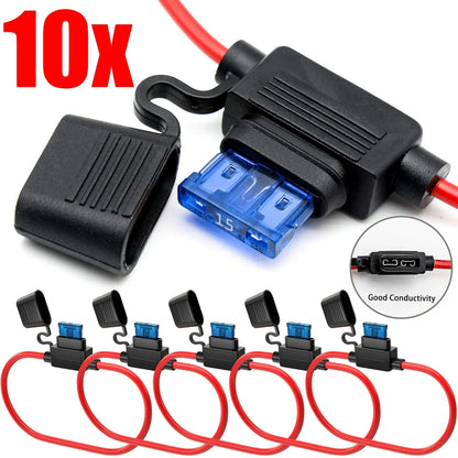 5/10Pcs 12V 30A Mini Blade Fuse Holder - In-Line Adapter with Splash-Proof Design for Car Sockets & Wire Cutoff Switch