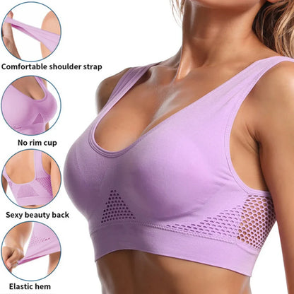 Seamless Mesh Sports Bra for Women – Wireless Shockproof Gym & Yoga Bra, Breathable Plus Size 6XL Running Crop Top
