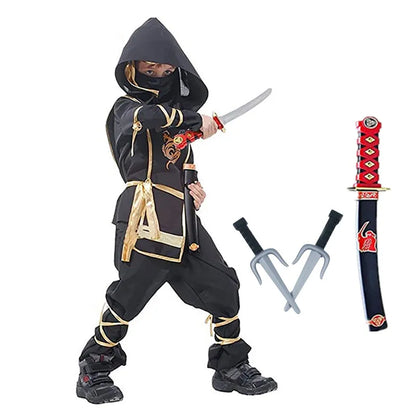 Red Ninja Costume for Boys – Samurai Kid Jumpsuit with Foam Accessories, Halloween & Gift Outfit