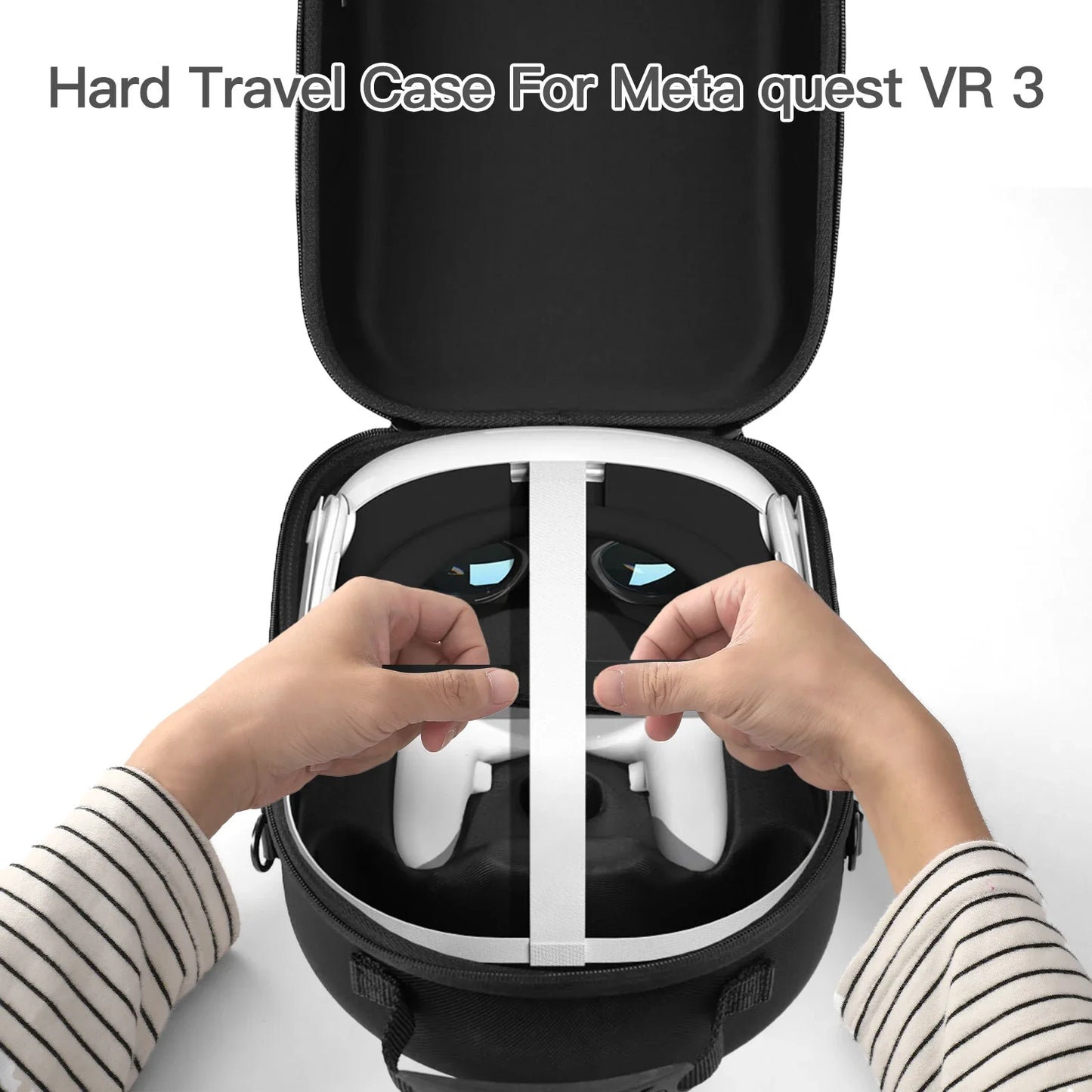 Meta Quest 3 VR Headset Hard EVA Carrying Case with Shoulder Strap – Travel Storage Bag for VR Accessories