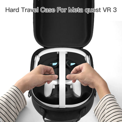 Meta Quest 3 VR Headset Hard EVA Carrying Case with Shoulder Strap – Travel Storage Bag for VR Accessories