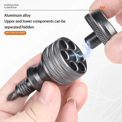Mini Titanium Screwdriver Set — 7-in-1 Magnetic 1/4" S2 Alloy Steel Drill Bit EDC Repair Tool