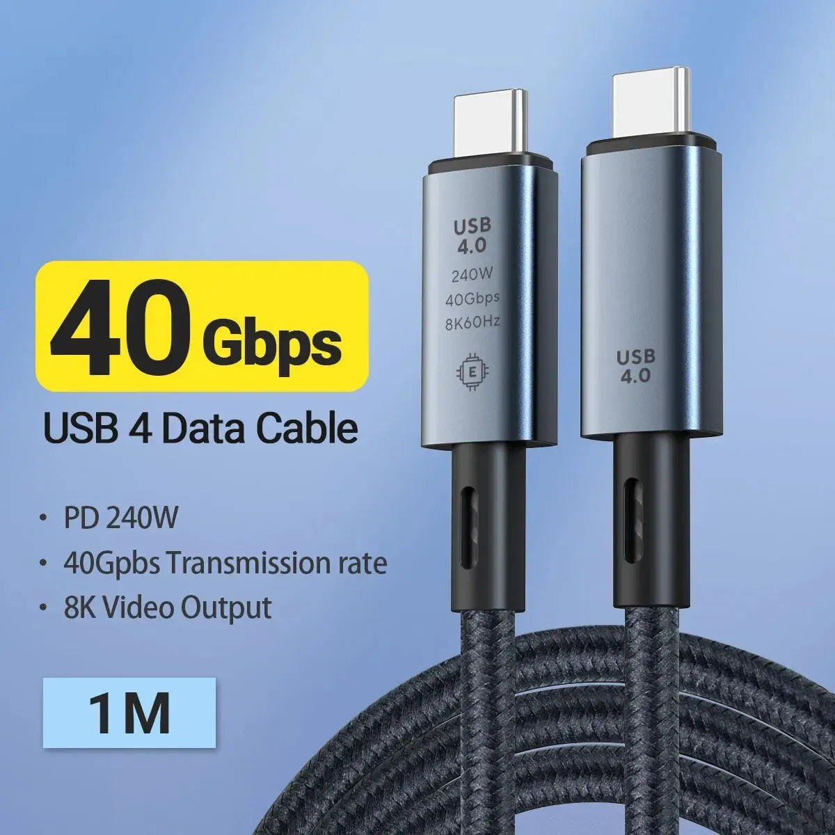 240W USB-C to USB-C Fast Charging Cable — 39.37” Braided High-Speed 40Gbps with 8K Video for iPhone 15 Pro/Max & Samsung Galaxy S22/23