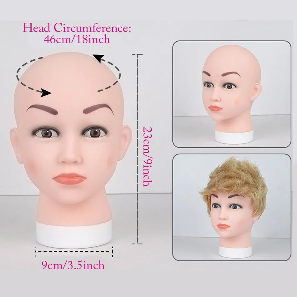 Mannequin Head Wig Stand — Adjustable Tripod Holder for Wig Making, Display, and Cosmetology Training