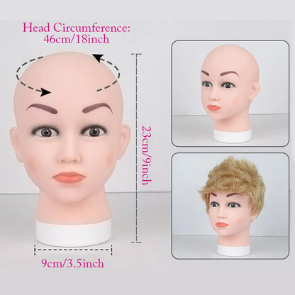 Mannequin Head Wig Stand — Adjustable Tripod Holder for Wig Making, Display, and Cosmetology Training