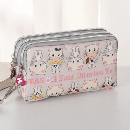 Three-Layer Zipper Short Mobile Phone Bag for Women - Fashionable, Waterproof with Multi-Layer Pockets, Portable Hand Makeup Bag