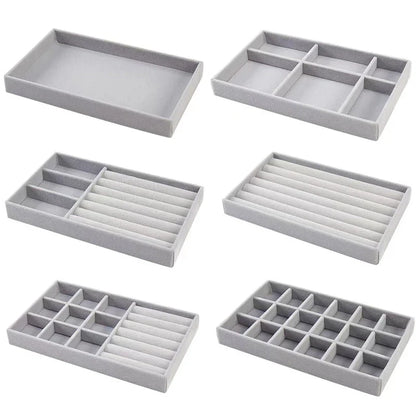 Velvet Jewelry Organizer Tray – Ring, Bracelet & Necklace Storage Box Display Drawer Organizer for Jewelry Showcase & Storage