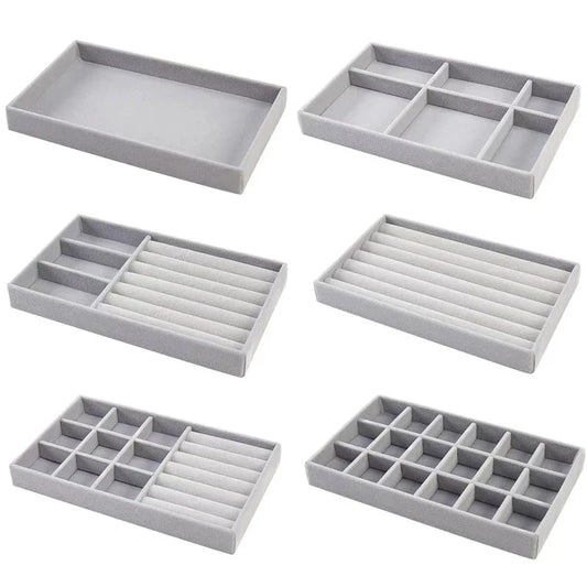 Velvet Jewelry Organizer Tray – Ring, Bracelet & Necklace Storage Box Display Drawer Organizer for Jewelry Showcase & Storage