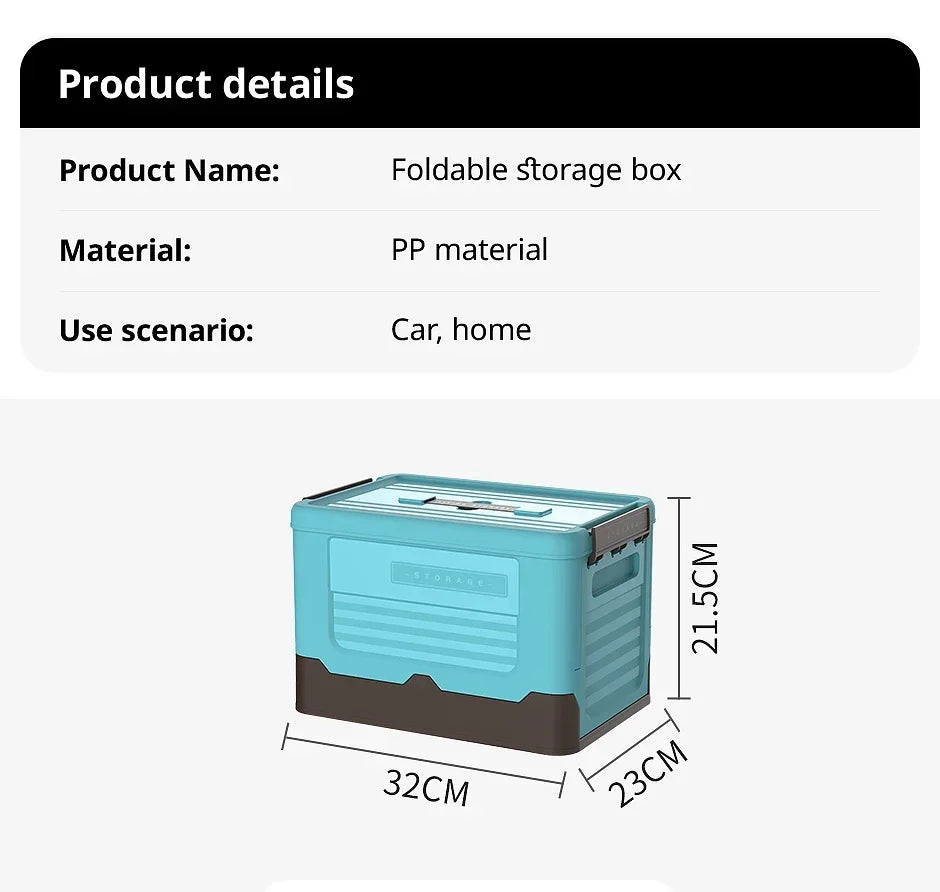 Folding Storage Box with Lid – Multifunction Plastic Organizer Container