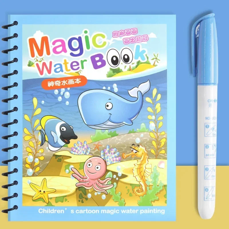Children's Early Education Magical Water Drawing Book – Reusable Coloring Book with Pen, Creative Educational Toy Gift