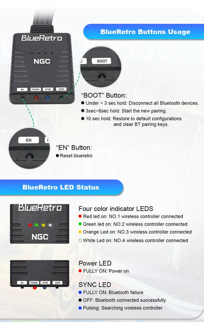 BlueRetro Wireless Adapter for GameCube – Connect PS3/PS4/PS5, Switch Pro, Wii & 8BitDo Controllers