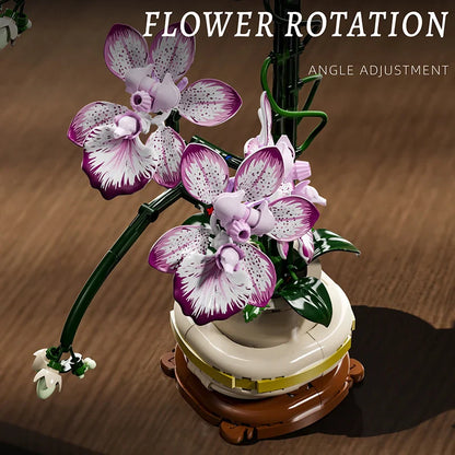 Orchid Cymbidium Building Blocks Set – DIY Potted Phalaenopsis Flower Simulation Toy for Valentine’s Gift