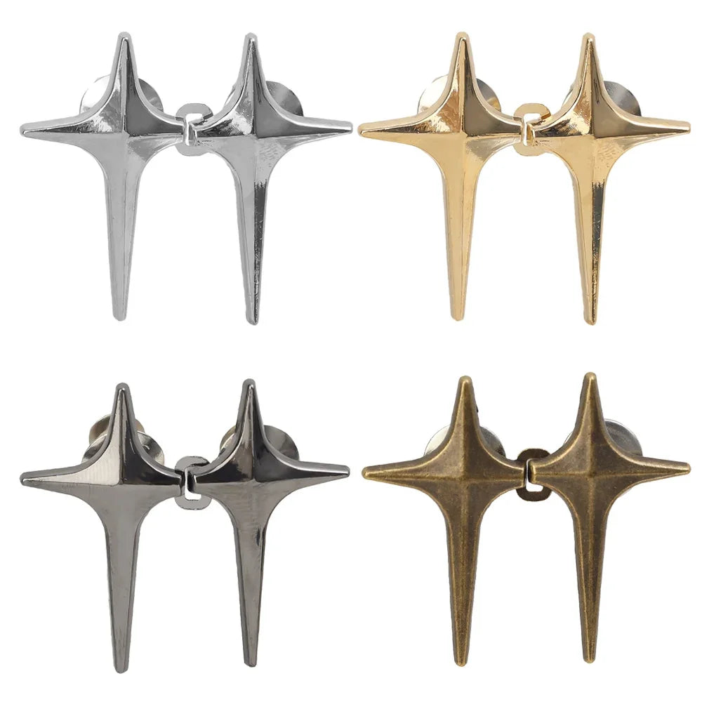 Adjustable Jean Button Pins – Detachable Metal Waist Tightener with Cross Star Design for Clothing Alterations