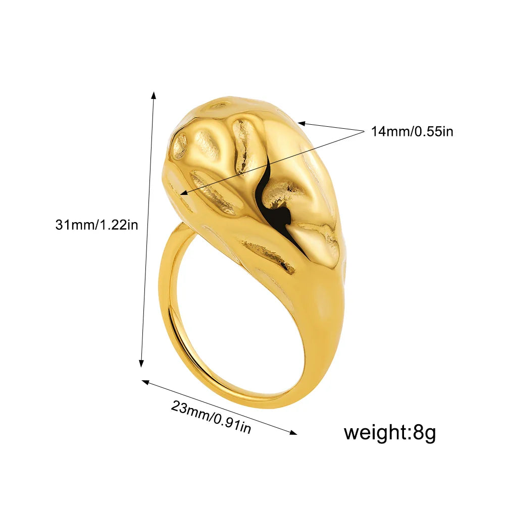 Vintage Stainless Steel Chunky Ring – Punk Irregular Adjustable Open Ring for Women, Wedding Jewelry Gift