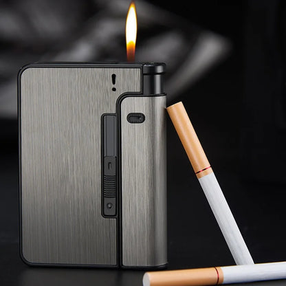 Portable Automatic Cigarette Case - Metal Holder Box for 10 King-Size Cigarettes, Gift for Men & Dad