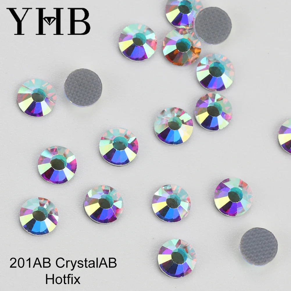 YHB 101-127 Hotfix Crystal Rhinestones - Glitter Glass Flatback Gems for Bags, Shoes, Garments, Phone & Nail Art DIY
