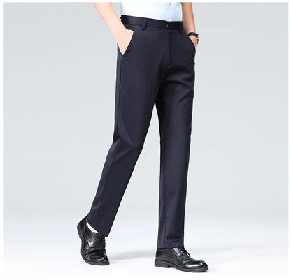 Plus Size Men's Business Suit Pants – Stretch Formal Dress Trousers | Classic Black for Big Men