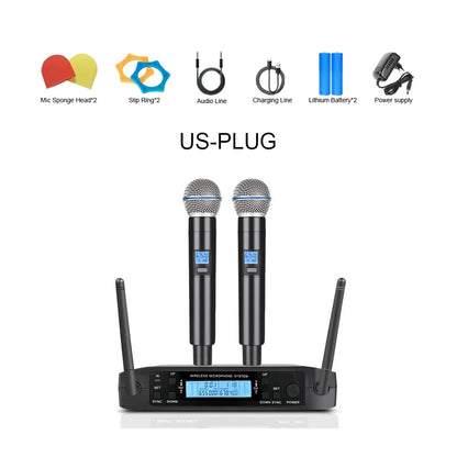 GLXD4 Professional Wireless Microphone – Dual Channel UHF Rechargeable Mic for Stage, Speeches & Live Streaming