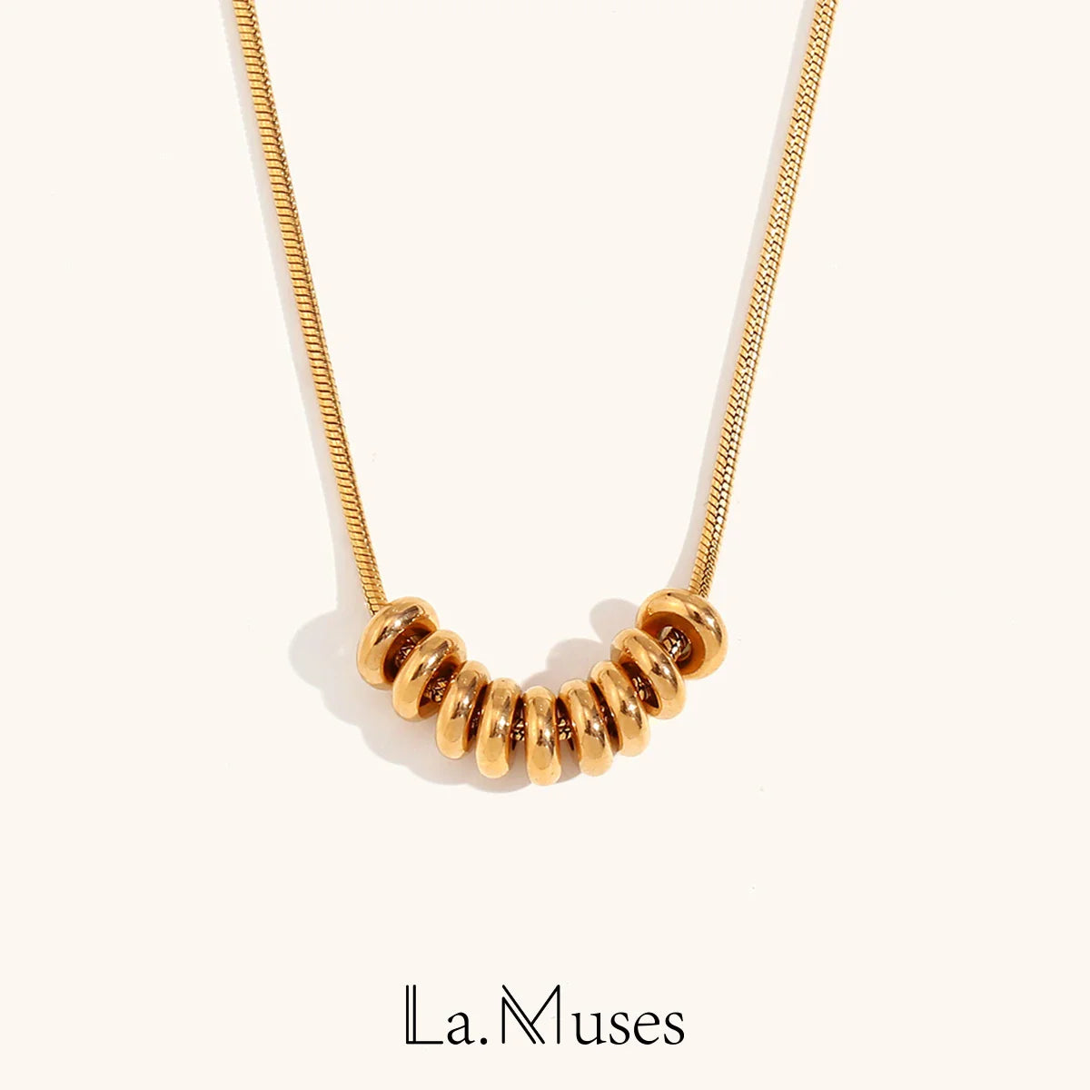 La.Muses Gold & Silver Beans Pendant Necklace – Premium Stainless Steel Fashion Jewelry for Women, Trendy 2024 Design