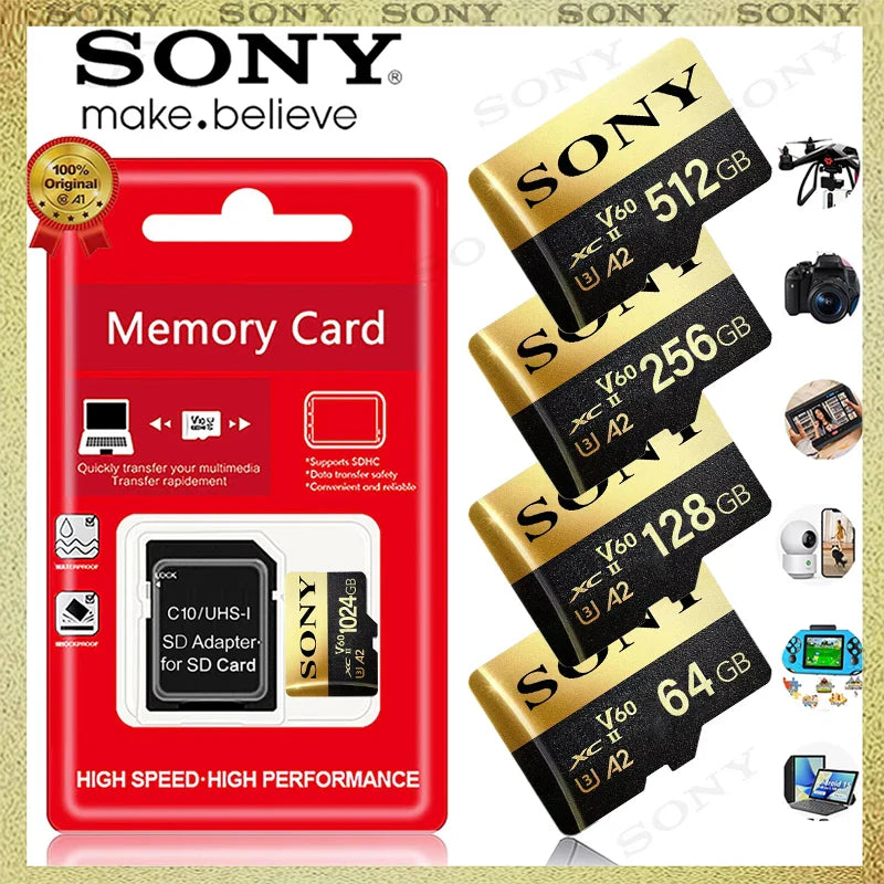 Sony Ultra Micro SD Card – 128GB/256GB/512GB/1TB A2 U3 V30 TF Memory Card for Phone & Computer